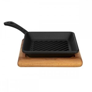 LAVA mini grill litoželezna ponev z lesenim podstavkom