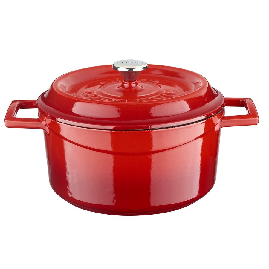 Rdeč litoželezni lonec s pokrovom LAVA, 24 cm - slika 2