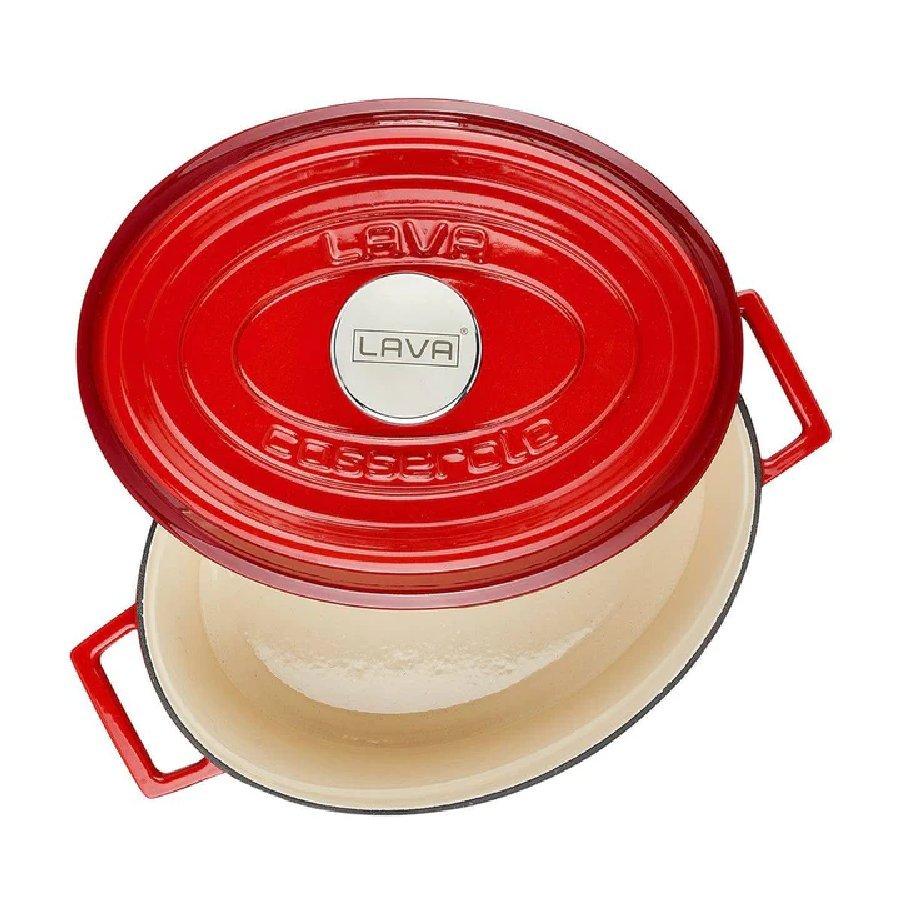 Rdeč ovalni litoželezni lonec s pokrovom LAVA, 29 cm - slika 2
