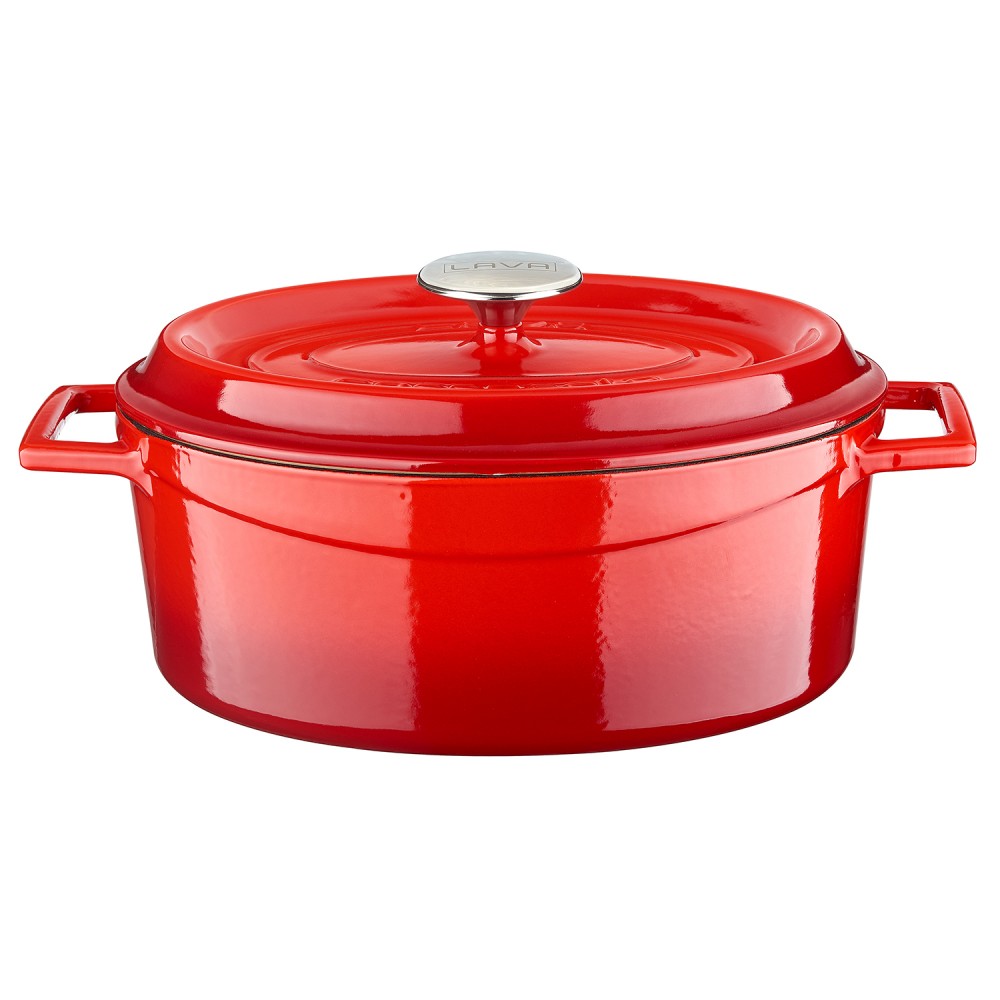 Rdeč ovalni litoželezni lonec s pokrovom LAVA, 29 cm - slika 4