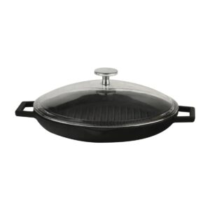 Lava okrogla rebrasta grill ponev z integriranimi ročaji