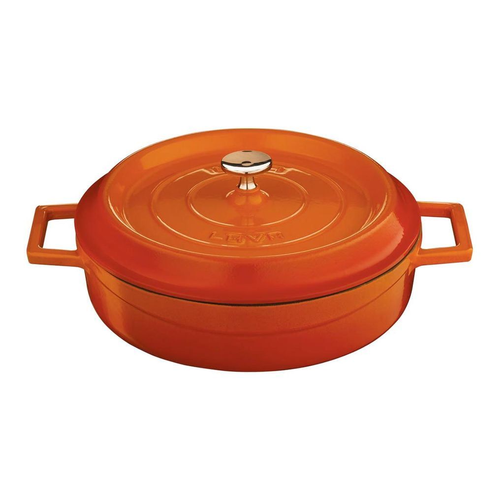Oranžen večnamenski litoželezni nizki lonec s pokrovom LAVA, 32 cm