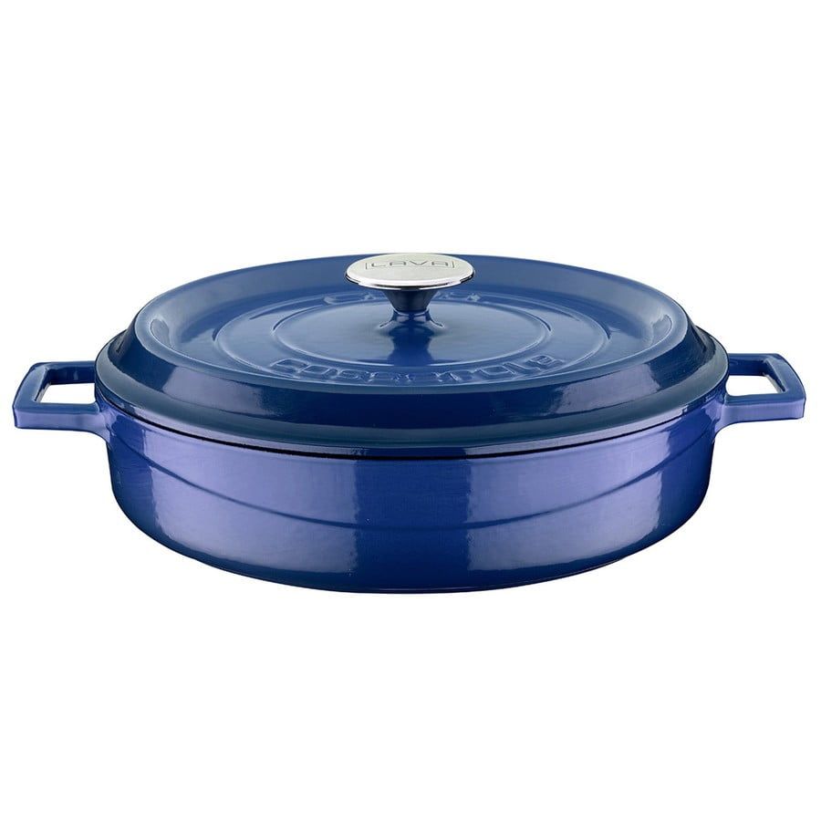 Moder večnamenski nizki litoželezni lonec s pokrovom LAVA, 32 cm