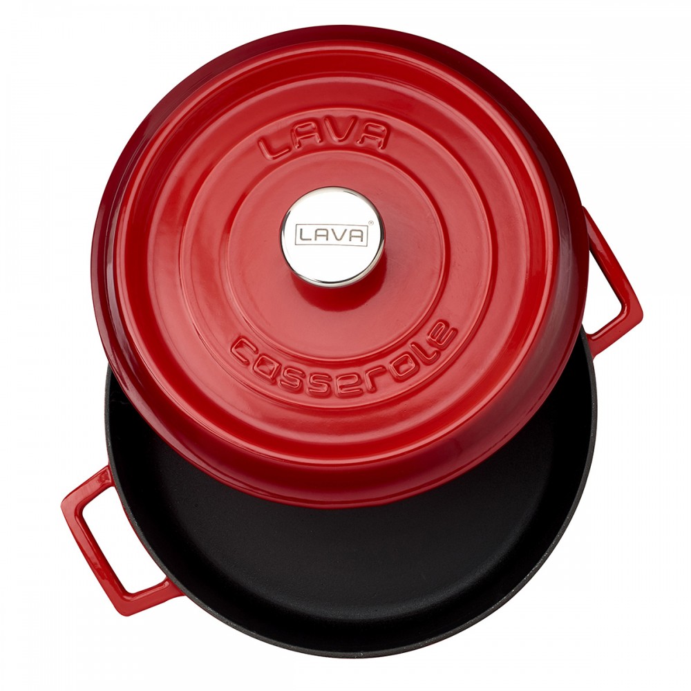Rdeč večnamenski nizki lonec LAVA, 32 cm - slika 2