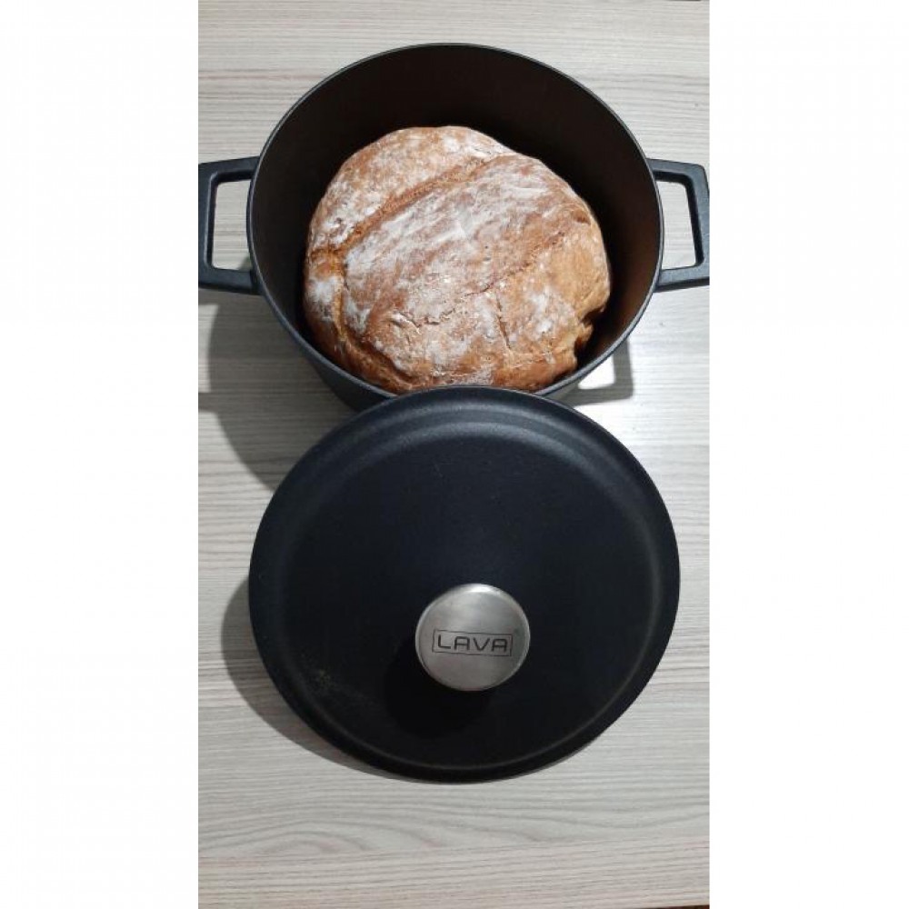 Globok okrogel litoželezni lonec z vgrajenimi ročaji in pokrovom LAVA, 26 cm - slika 5