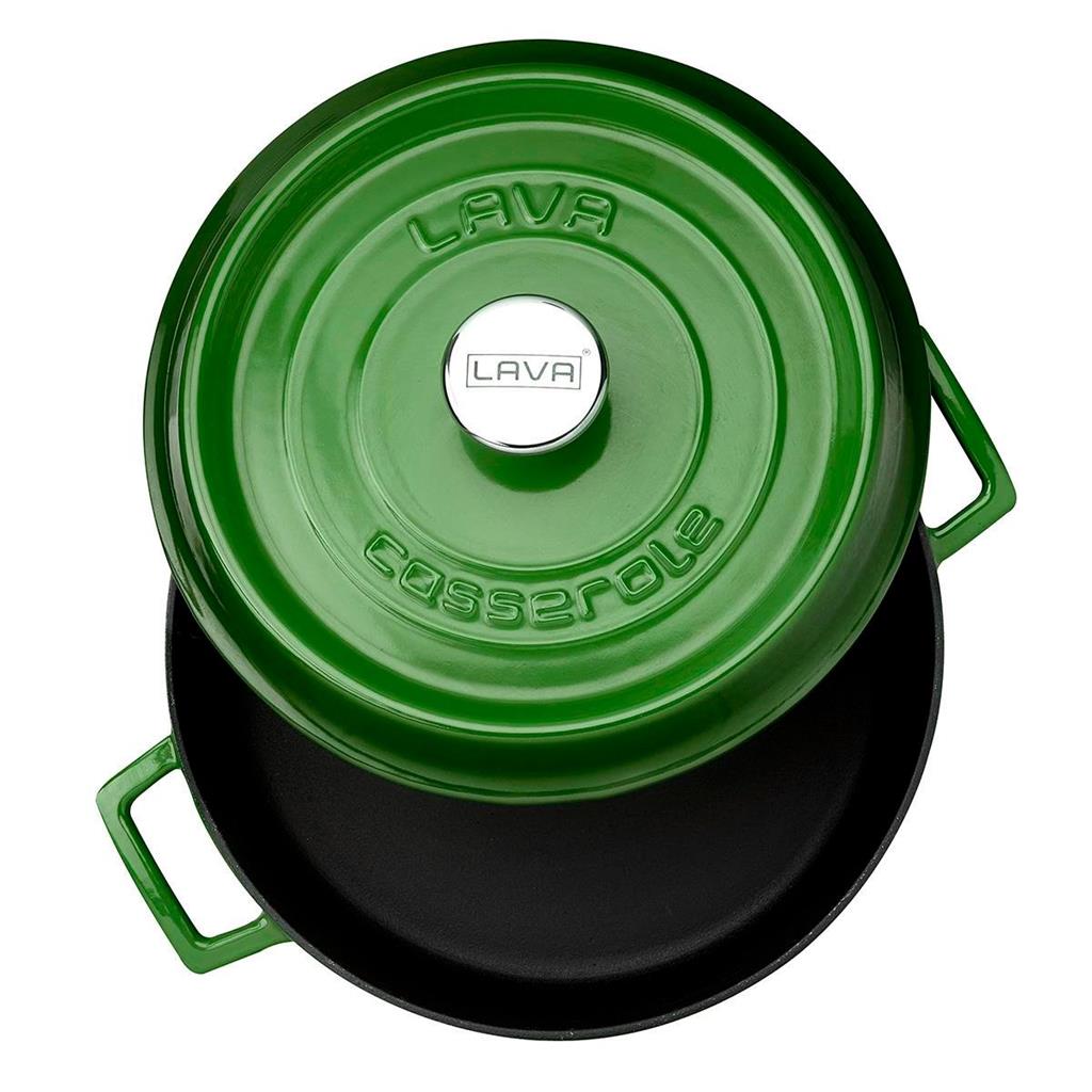 Zelen večnamenski nizki litoželezni lonec s pokrovom LAVA, 28 cm - slika 2