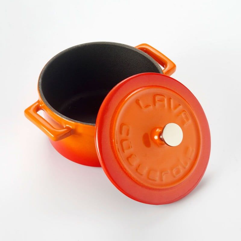 Oranžen mini litoželezni lonec s pokrovom LAVA, 10 cm - slika 2