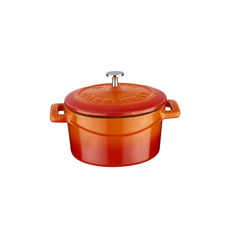 Oranžen mini litoželezni lonec s pokrovom LAVA, 10 cm