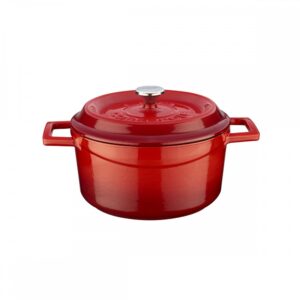 Rdeč litoželezni lonec s pokrovom LAVA, 20 cm