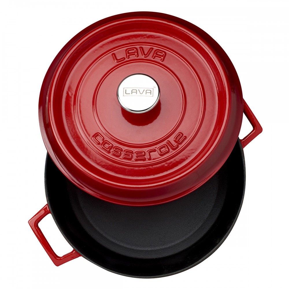 Rdeč litoželezni lonec s pokrovom LAVA, 28 cm - slika 3