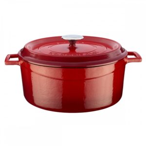 Rdeč litoželezni lonec s pokrovom LAVA, 28 cm