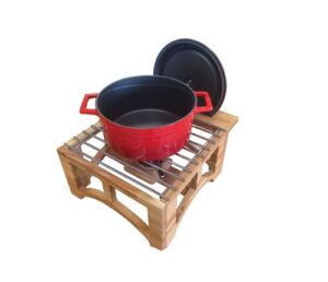 Lava mini Dutch oven set na lesenem podstavku