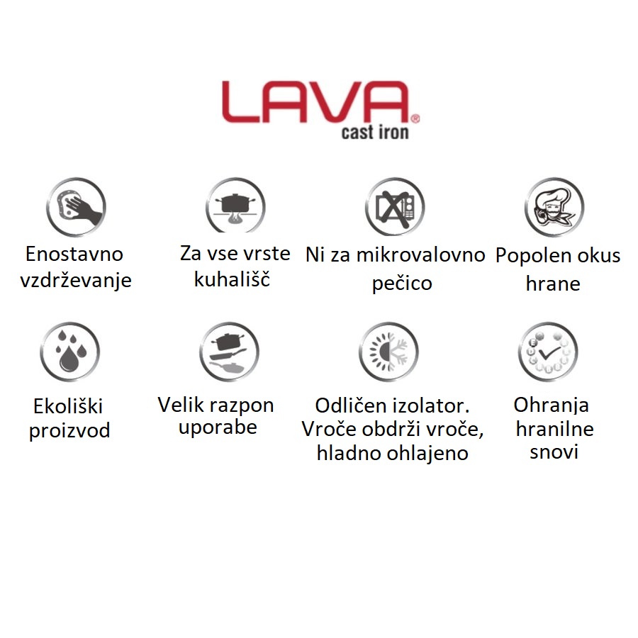 Črn okrogli nizki lonec LAVA, 28 cm (brez pokrovke) - slika 3